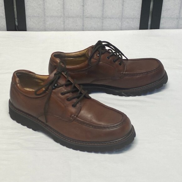 Dockers Brown Glacier Leather Lace-Up Slip Resistant Loafers 12 Stain Defender - Picture 4 of 13